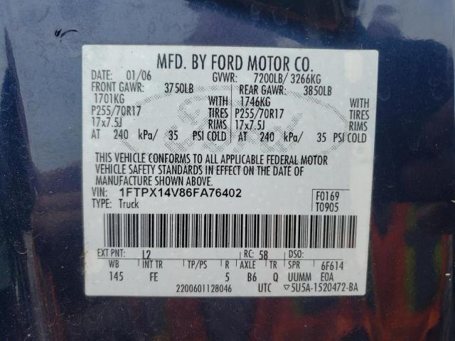Photo 10 from auction – 2006 FORD F-150 with VIN 1FTPX14V86FA76402