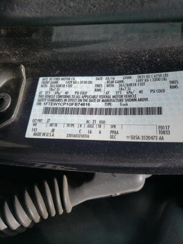 Photo 10 from auction – 2016 FORD F150 SUPER with VIN 1FTEW1CP1GFB74816