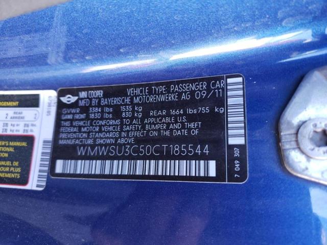 Photo 10 from auction – 2012 MINI COOPER with VIN WMWSU3C50CT185544