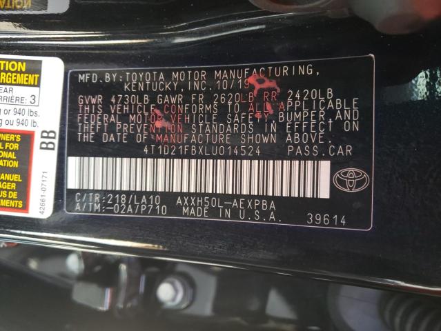 Photo 10 from auction – 2020 TOYOTA AVALON LIM with VIN 4T1D21FBXLU014524