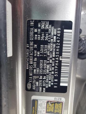 Photo 10 from auction – 2017 KIA SORENTO EX with VIN 5XYPH4A5XHG247489