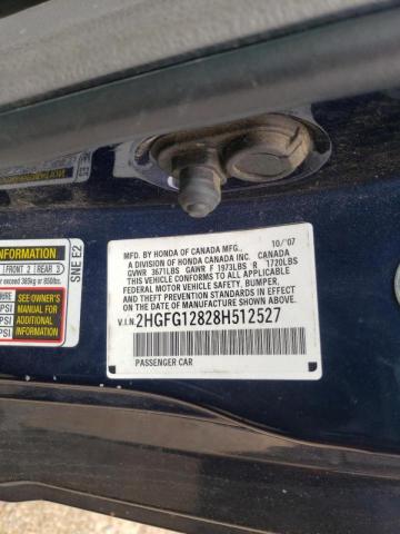 Photo 10 from auction – 2008 HONDA CIVIC with VIN 2HGFG12828H512527
