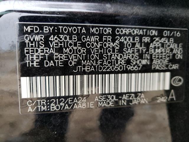 Photo 10 from auction – 2016 LEXUS IS 200T with VIN JTHBA1D22G5019667