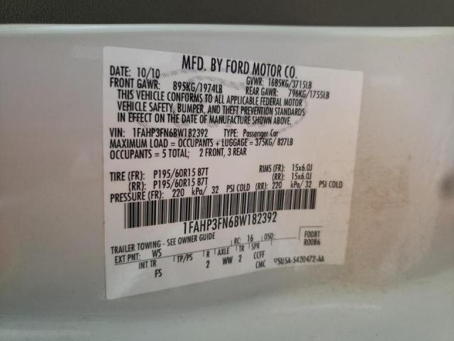 Photo 10 from auction – 2011 FORD FOCUS SE with VIN 1FAHP3FN6BW182392