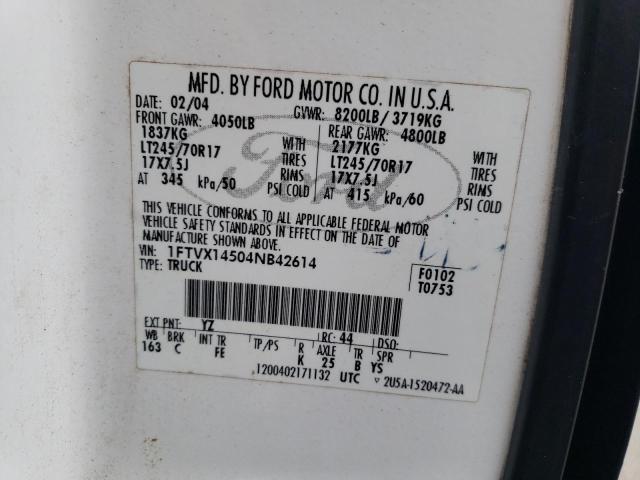 Photo 10 from auction – 2004 FORD F150 with VIN 1FTVX14504NB42614
