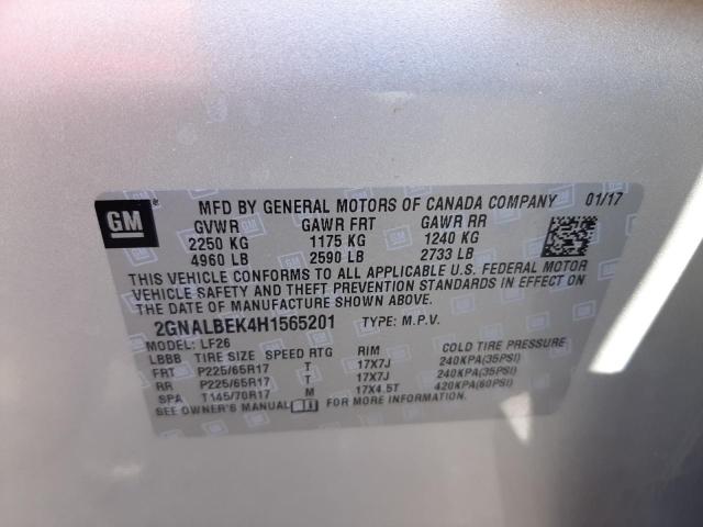 Photo 10 from auction – 2017 CHEVROLET EQUINOX LS with VIN 2GNALBEK4H1565201