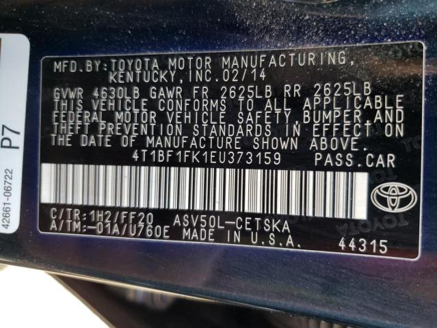 Photo 10 from auction – 2014 TOYOTA CAMRY L with VIN 4T1BF1FK1EU373159