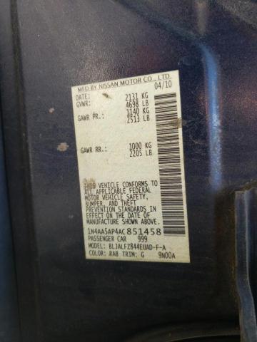 Photo 10 from auction – 2010 NISSAN MAXIMA with VIN 1N4AA5AP4AC851458