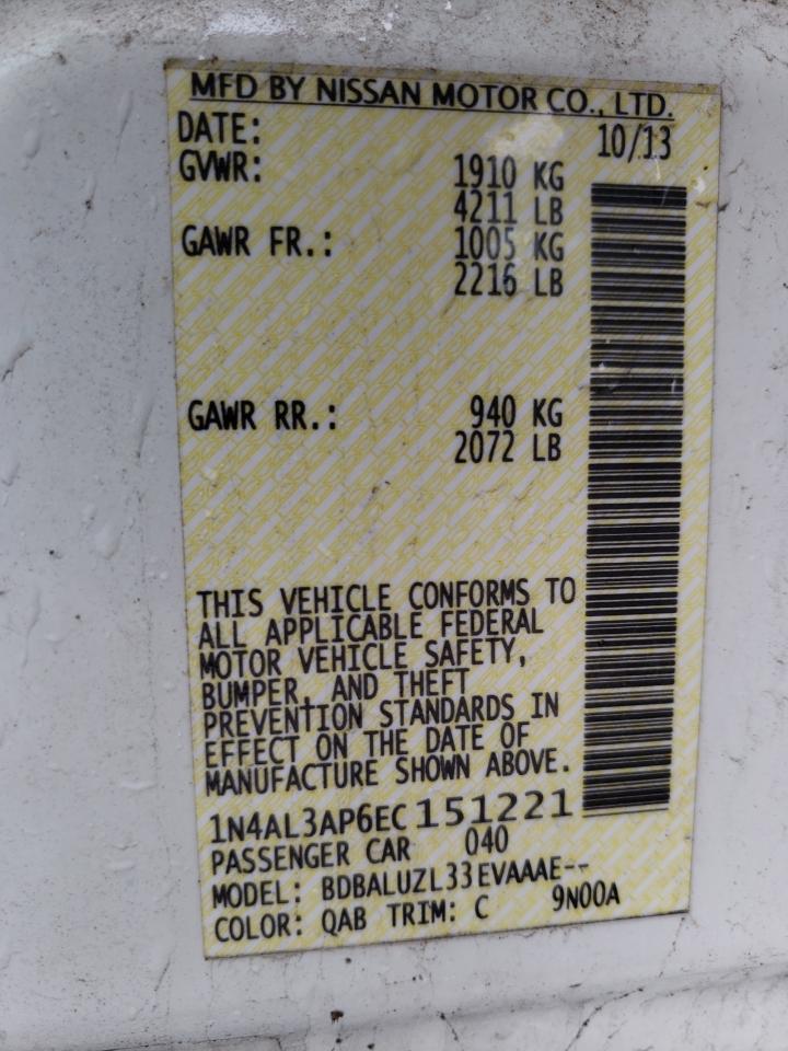Photo 10 from auction – 2014 NISSAN ALTIMA 2.5 with VIN 1N4AL3AP6EC151221
