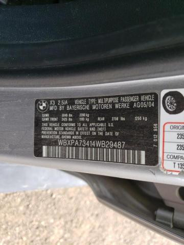 Photo 10 from auction – 2004 BMW X3 2.5I with VIN WBXPA73414WB29487