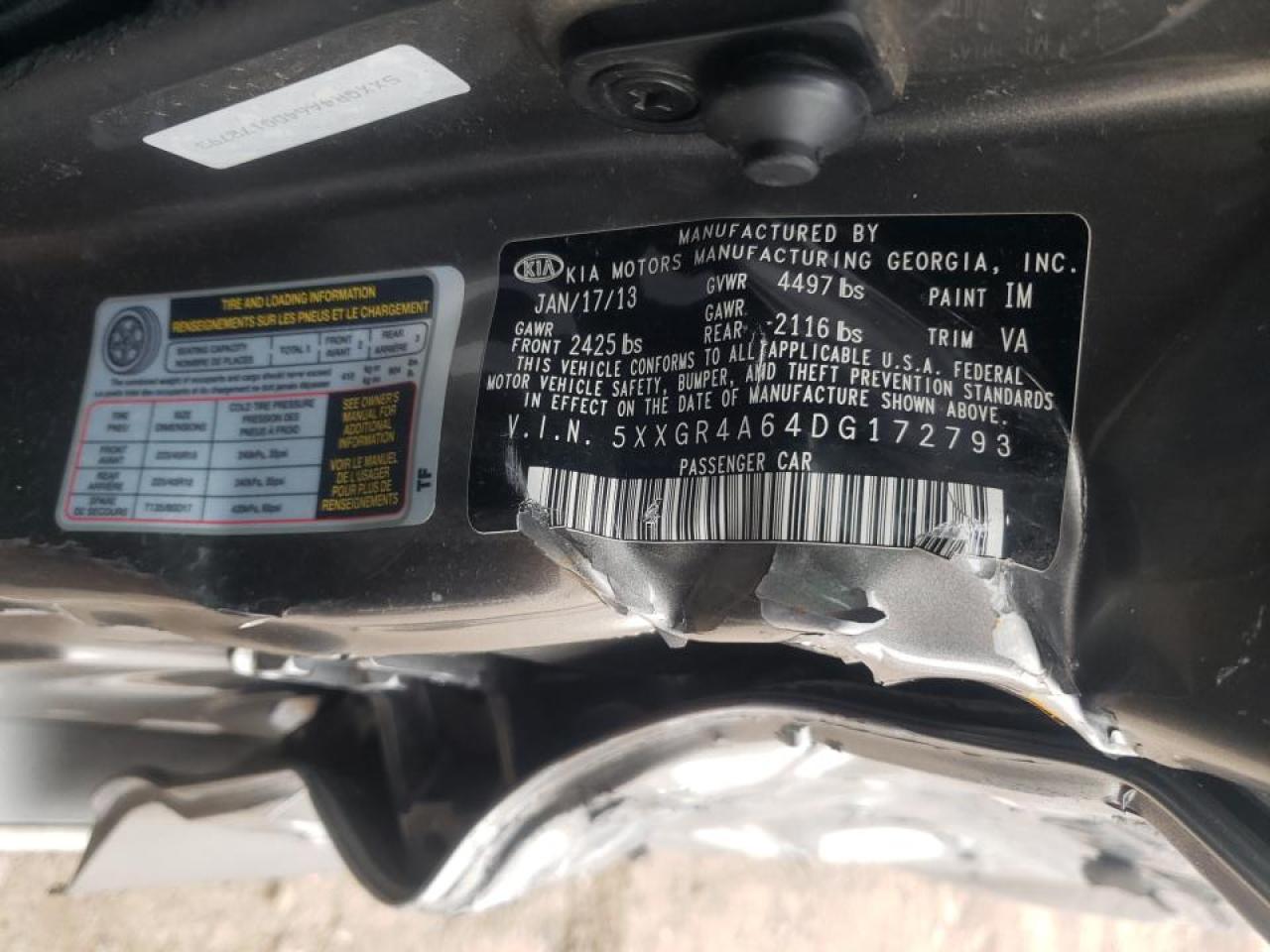 Photo 10 from auction – 2013 KIA OPTIMA SX with VIN 5XXGR4A64DG172793