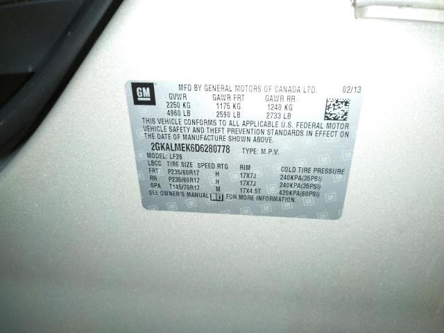 Photo 10 from auction – 2013 GMC TERRAIN SL with VIN 2GKALMEK6D6280778