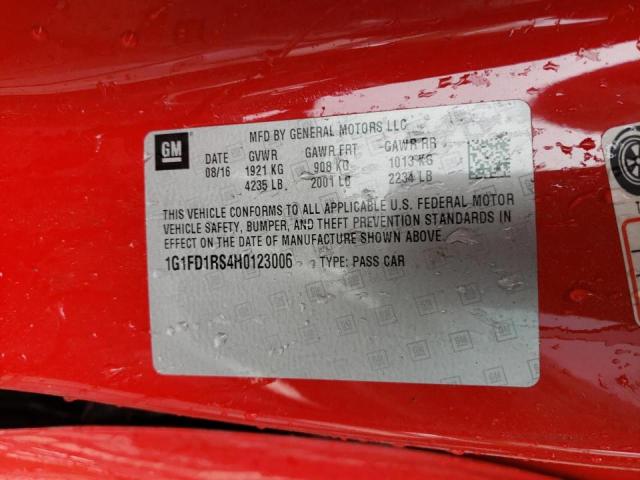 Photo 10 from auction – 2017 CHEVROLET CAMARO LT with VIN 1G1FD1RS4H0123006