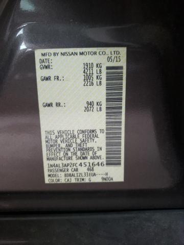Photo 10 from auction – 2015 NISSAN ALTIMA 2.5 with VIN 1N4AL3AP2FC451646