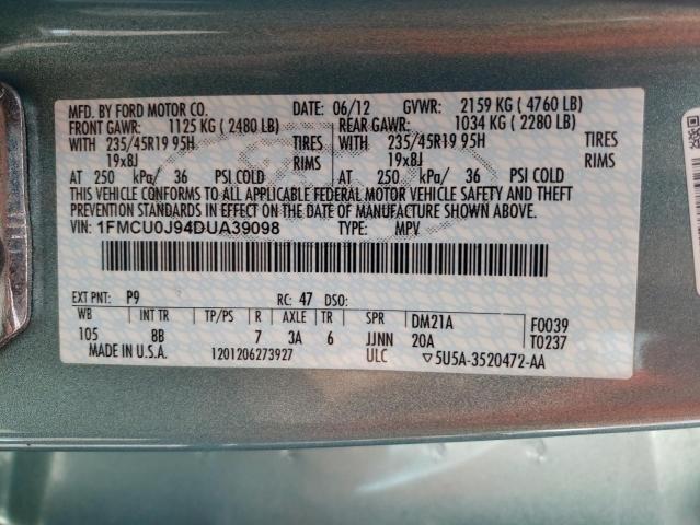 Photo 10 from auction – 2013 FORD ESCAPE TIT with VIN 1FMCU0J94DUA39098