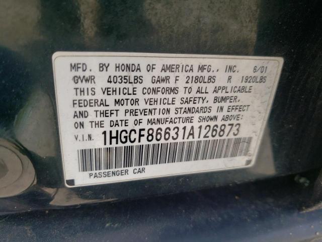 Photo 10 from auction – 2001 HONDA ACCORD VAL with VIN 1HGCF86631A126873
