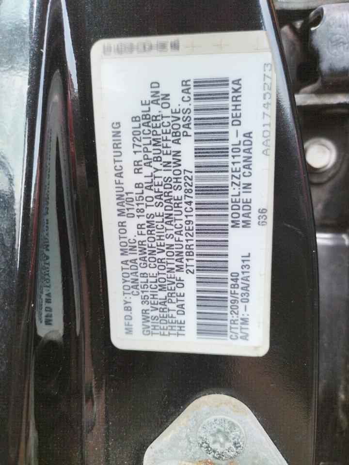 Photo 10 from auction – 2001 TOYOTA COROLLA CE with VIN 2T1BR12E91C478227