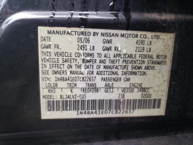 Photo 10 from auction – 2007 NISSAN MAXIMA SE with VIN 1N4BA41E07C822657