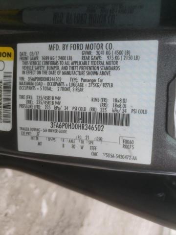 Photo 10 from auction – 2017 FORD FUSION SE with VIN 3FA6P0HD0HR346502