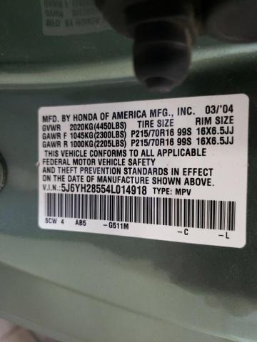 Photo 10 from auction – 2004 HONDA ELEMENT EX with VIN 5J6YH28554L014918