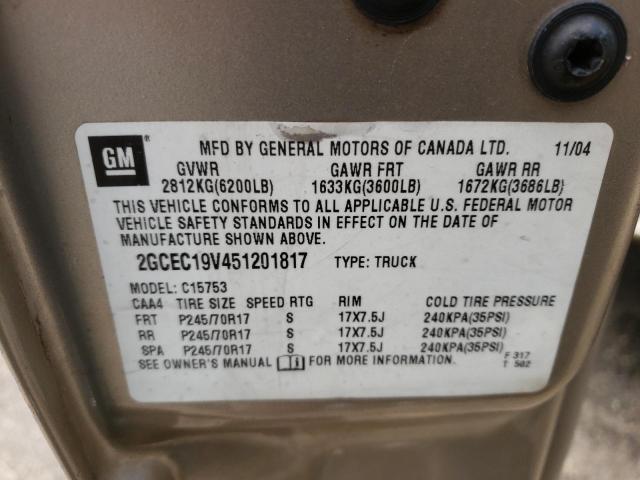 Photo 10 from auction – 2005 CHEVROLET SILVERADO with VIN 2GCEC19V451201817