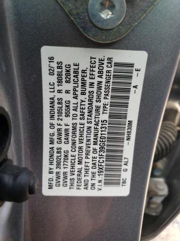 Photo 10 from auction – 2016 HONDA CIVIC EX with VIN 19XFC1F39GE011315
