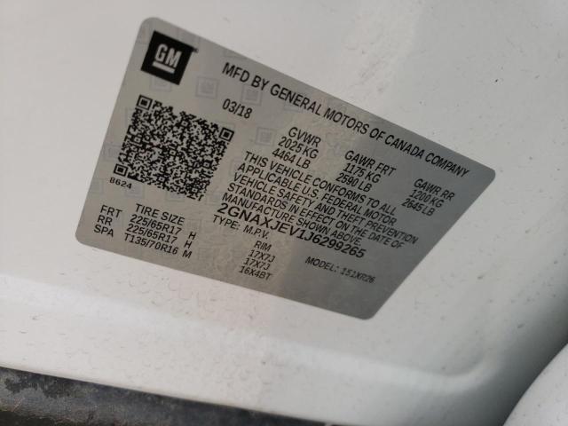 Photo 10 from auction – 2018 CHEVROLET EQUINOX LT with VIN 2GNAXJEV1J6299265