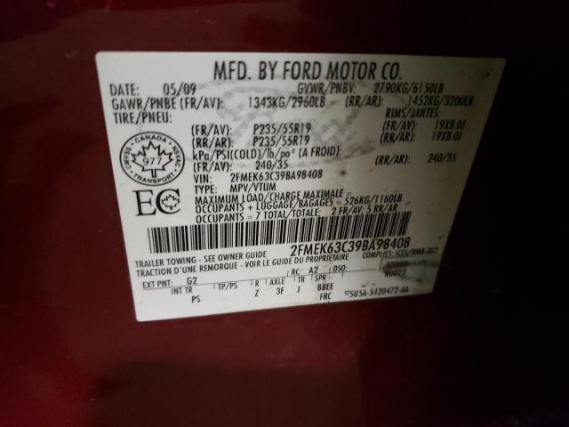 Photo 10 from auction – 2009 FORD FLEX LIMIT with VIN 2FMEK63C39BA98408