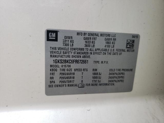 Photo 10 from auction – 2015 GMC YUKON SLT with VIN 1GKS2BKC6FR672661