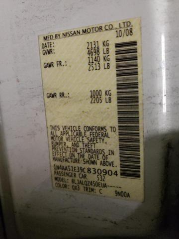 Photo 10 from auction – 2009 NISSAN MAXIMA S with VIN 1N4AA51E39C830904
