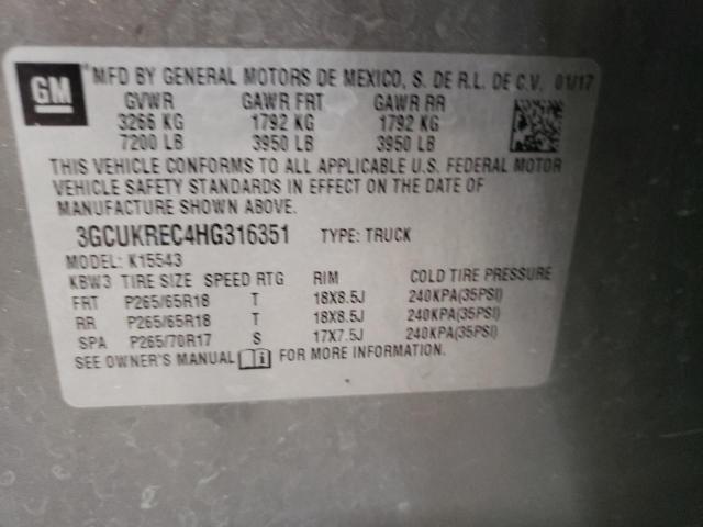 Photo 10 from auction – 2017 CHEVROLET SILVERADO with VIN 3GCUKREC4HG316351