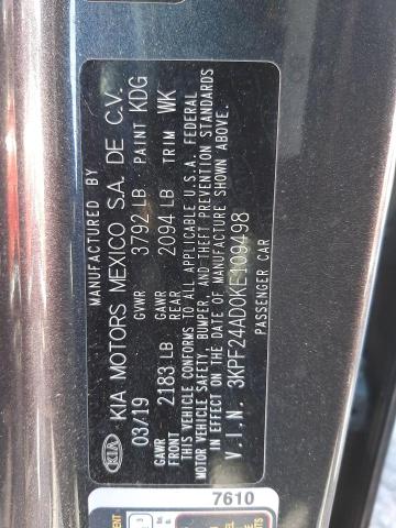 Photo 10 from auction – 2019 KIA FORTE FE with VIN 3KPF24AD0KE109498