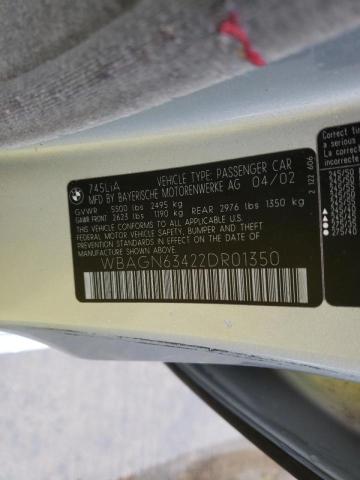 Photo 10 from auction – 2002 BMW 745 LI with VIN WBAGN63422DR01350
