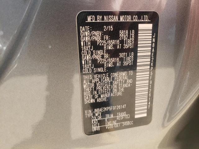 Photo 10 from auction – 2015 NISSAN QUEST S with VIN JN8AE2KP5F9126147