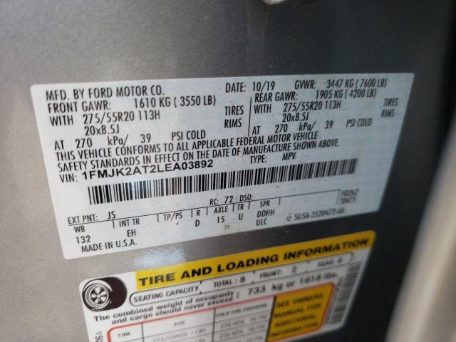Photo 10 from auction – 2020 FORD EXPEDITION with VIN 1FMJK2AT2LEA03892