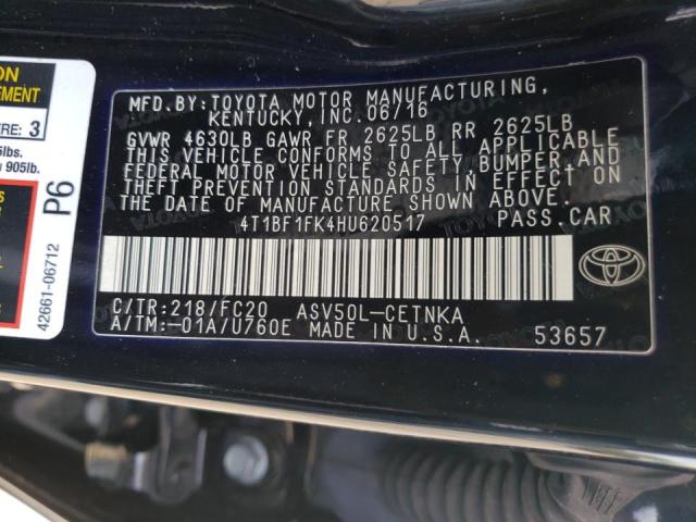 Photo 10 from auction – 2017 TOYOTA CAMRY LE with VIN 4T1BF1FK4HU620517