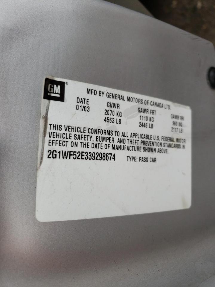 Photo 10 from auction – 2003 CHEVROLET IMPALA with VIN 2G1WF52E339298674