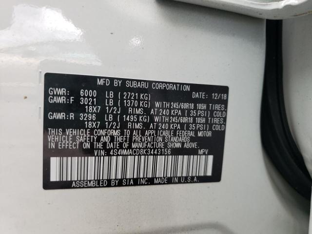 Фото 10 с аукциона – 2019 SUBARU ASCENT PRE с VIN 4S4WMACD8K3443156