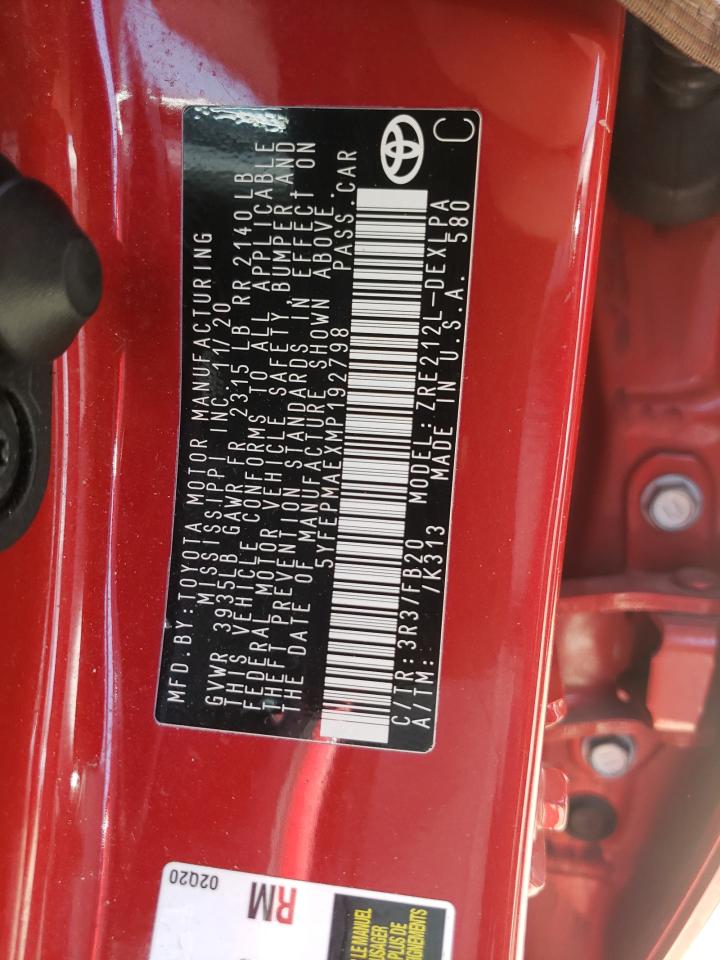 Photo 10 from auction – 2021 TOYOTA COROLLA LE with VIN 5YFEPMAEXMP192798