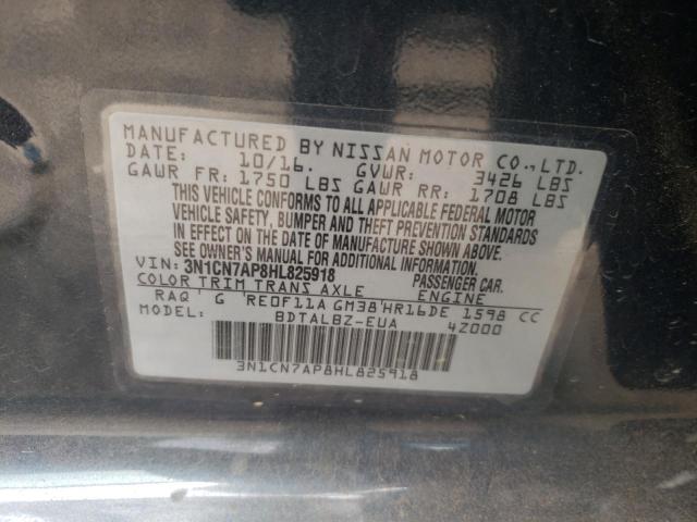 Photo 10 from auction – 2017 NISSAN VERSA S with VIN 3N1CN7AP8HL825918