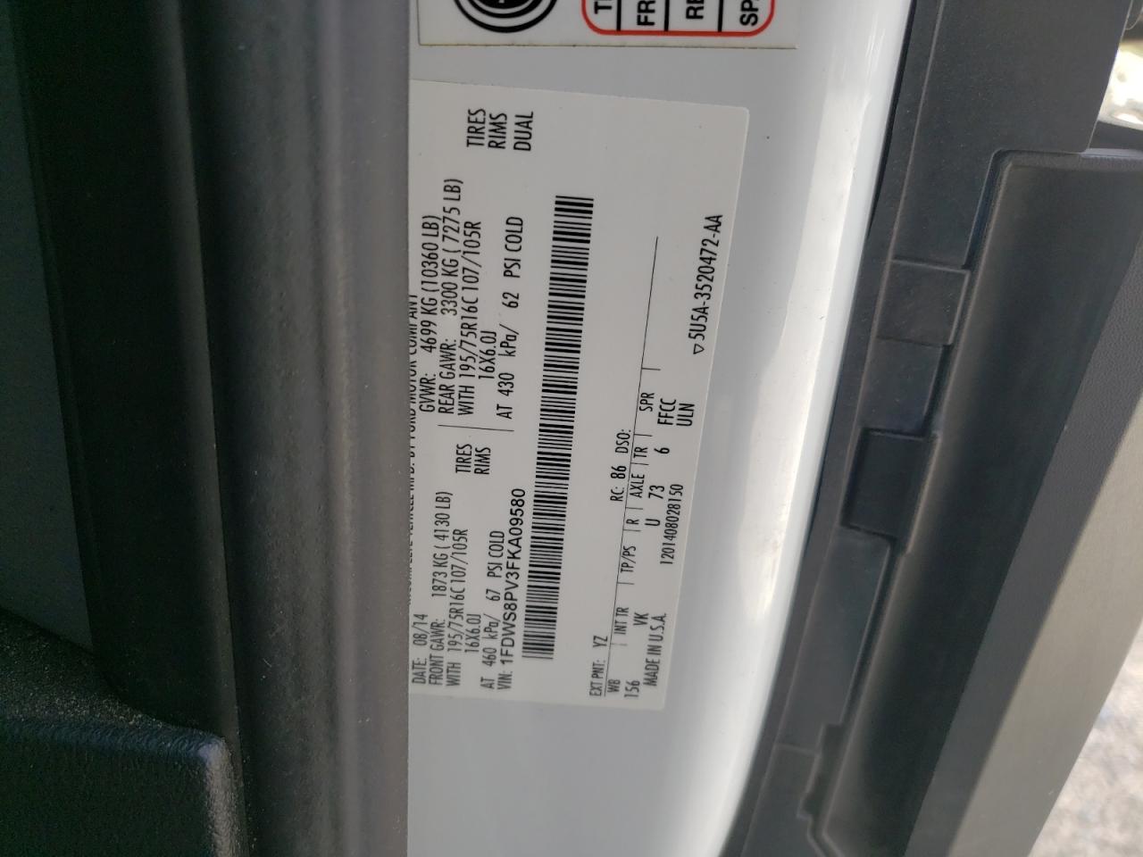 Photo 10 from auction – 2015 FORD TRANSIT T- with VIN 1FDWS8PV3FKA09580