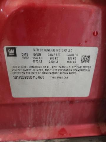 Photo 10 from auction – 2013 CHEVROLET CRUZE LT with VIN 1G1PC5SB5D7157630