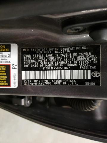 Photo 10 from auction – 2016 TOYOTA CAMRY with VIN 4T1BF1FK5GU593827