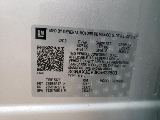 Photo 10 from auction – 2019 CHEVROLET EQUINOX LT with VIN 3GNAXJEV3KS613503
