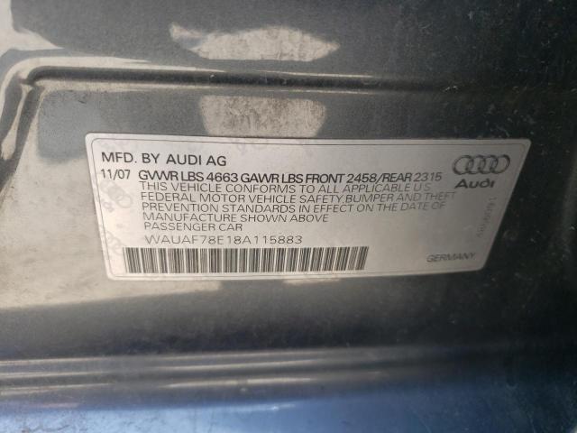 Photo 10 from auction – 2008 AUDI A4 2.0T with VIN WAUAF78E18A115883