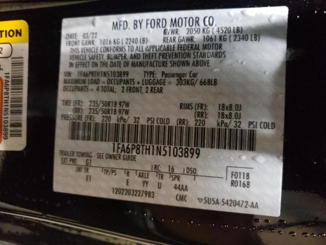 Photo 10 from auction – 2022 FORD MUSTANG with VIN 1FA6P8TH1N5103899