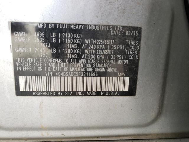 Photo 10 from auction – 2015 SUBARU OUTBACK 2. with VIN 4S4BSADC5F3311696