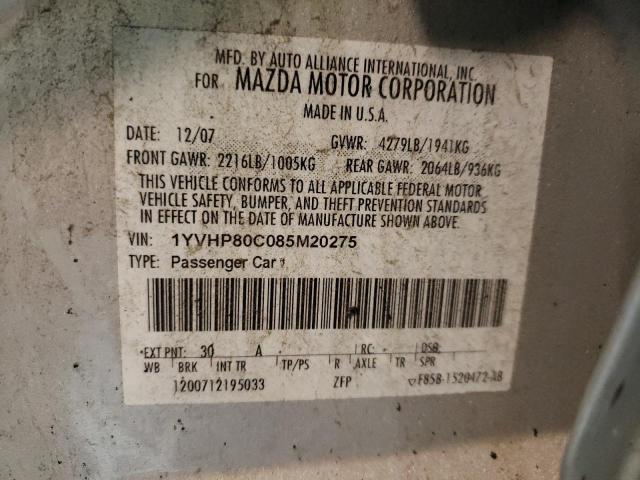Photo 10 from auction – 2008 MAZDA 6 I with VIN 1YVHP80C085M20275