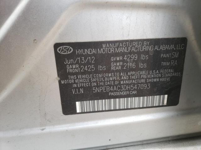 Photo 10 from auction – 2013 HYUNDAI SONATA GLS with VIN 5NPEB4AC3DH547093