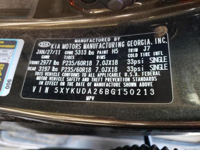 Photo 10 from auction – 2011 KIA SORENTO EX with VIN 5XYKUDA26BG150213